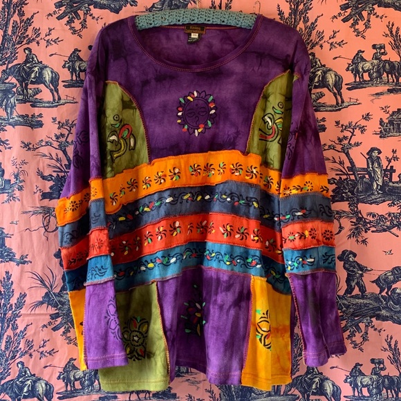 Rising International Tops - Vintage Hippie Patchwork Longsleeve